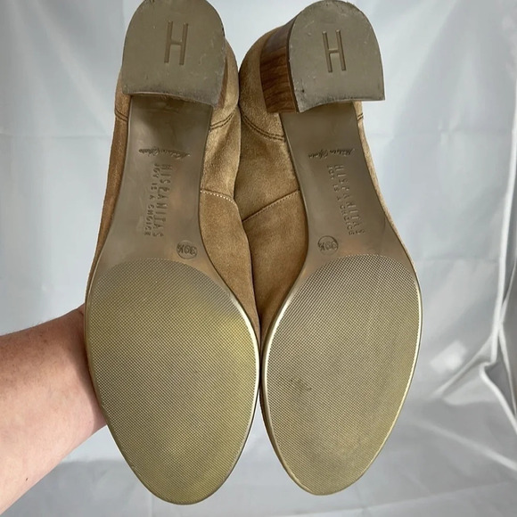 HISPANITAS Suede Wood Block Heel Pump Tan Tortoiseshell Decorative Buckle 39.5 - Picture 9 of 12